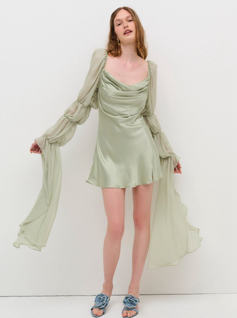 Green For Love & Lemons Willow Mini Dress | US-RMLD10586