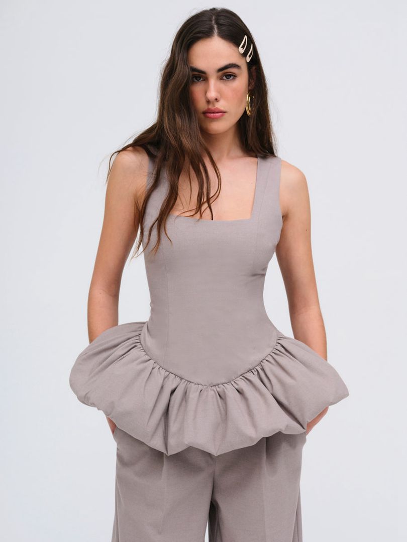 Grey For Love & Lemons Marianne Bubble Hem Corset Top | US-ALFB82650