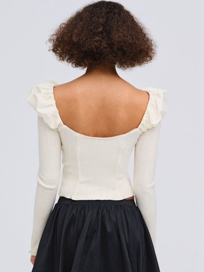 Ivory For Love & Lemons Aliyah Pointelle Top | US-YBDM70495