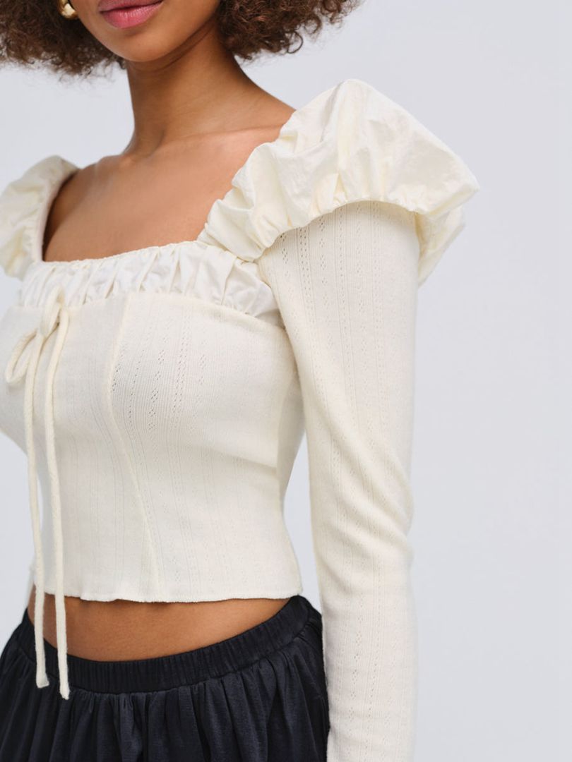 Ivory For Love & Lemons Aliyah Pointelle Top | US-YBDM70495