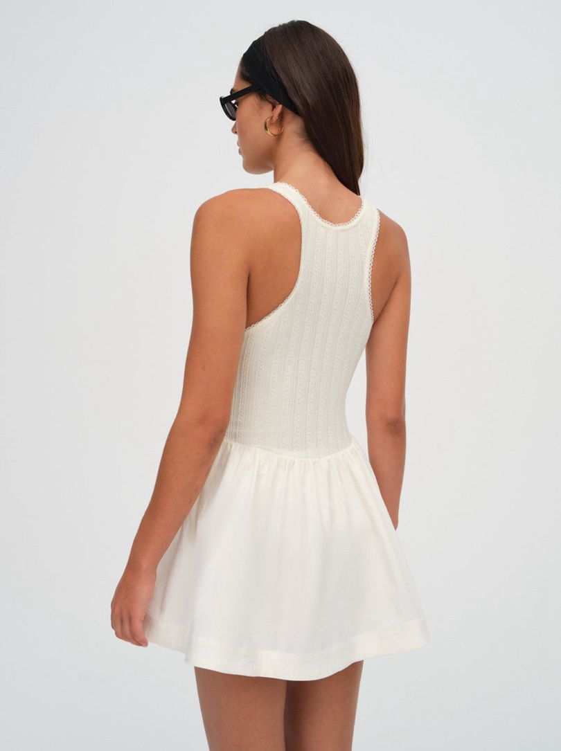 Ivory For Love & Lemons Billie Pointelle Mini Dress | US-METG62183