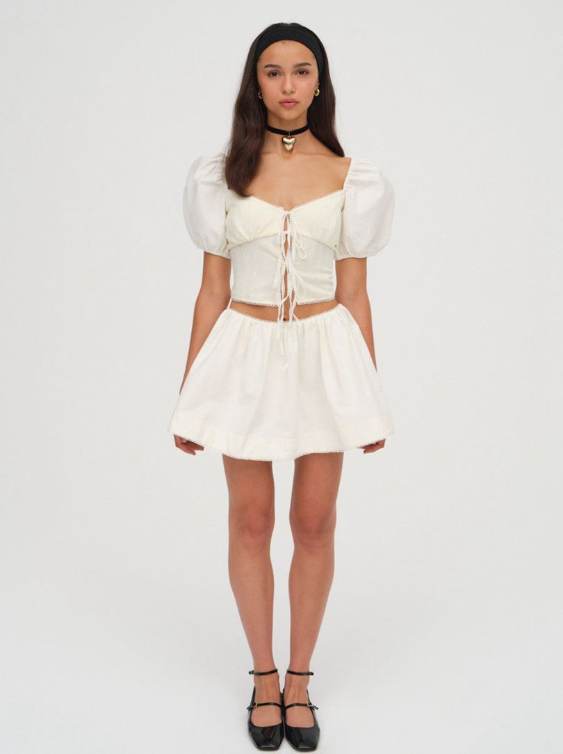 Ivory For Love & Lemons Billie Pointelle Top | US-THKV41758