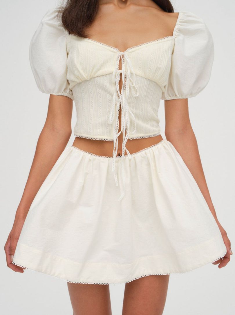 Ivory For Love & Lemons Billie Pointelle Top | US-THKV41758