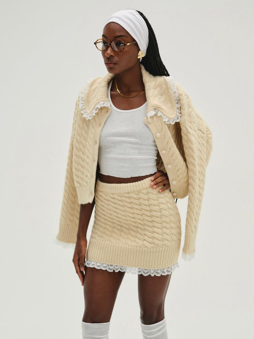 Ivory For Love & Lemons Milana Knit Mini Skirt | US-DHKB36724