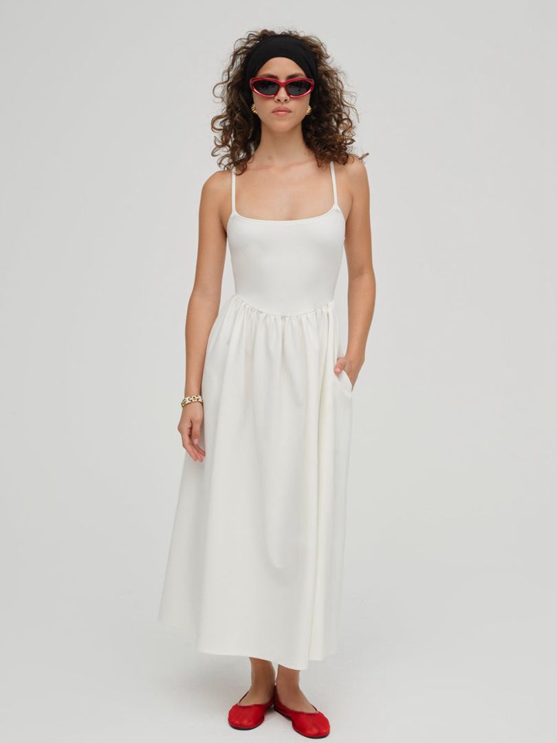 Ivory For Love & Lemons Wilhelmina Midi Dress | US-BAEH13674