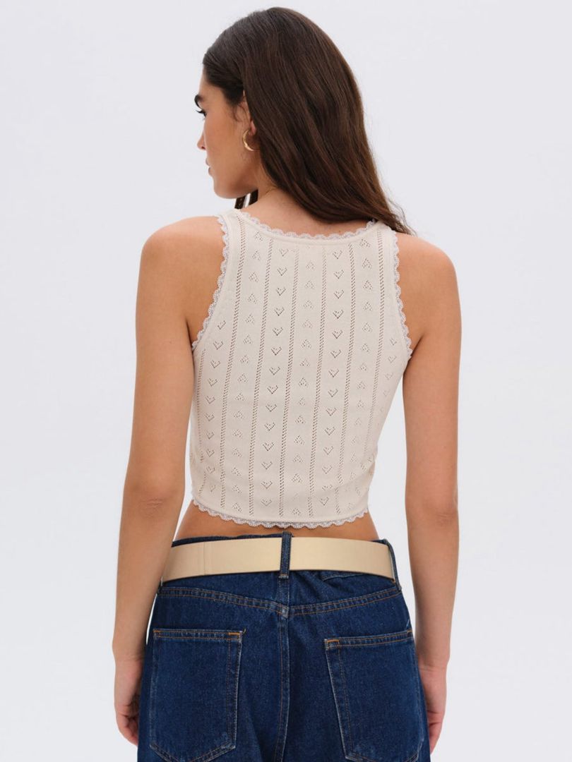 Neutral For Love & Lemons Angelina Knit Tank Top | US-XOPU87521