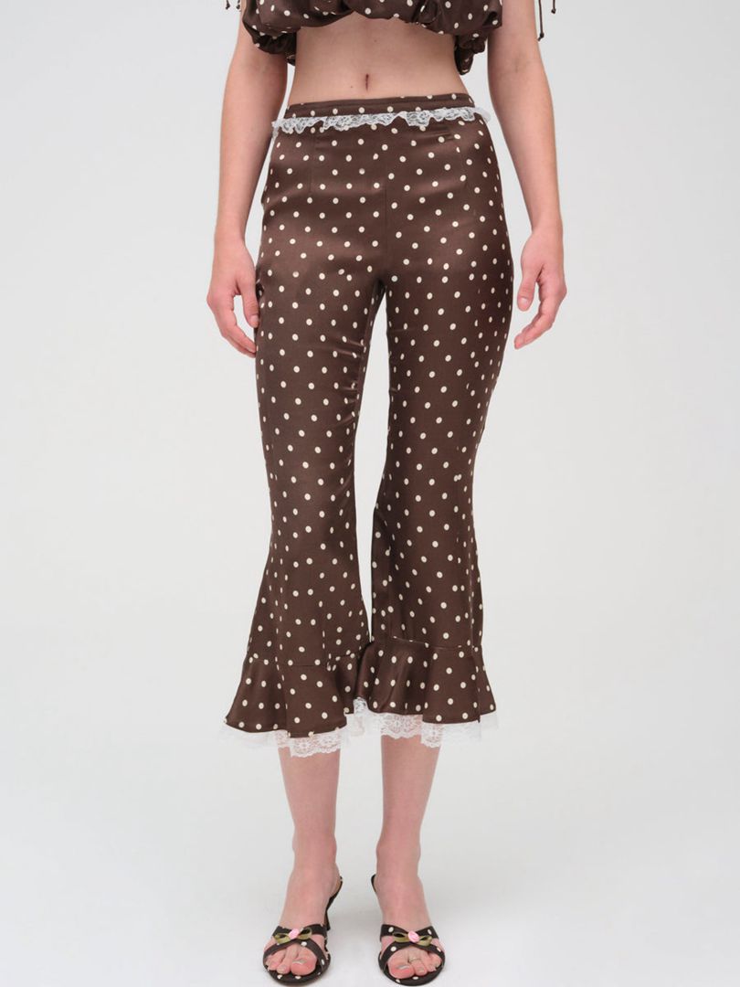 Neutral For Love & Lemons Chocolate Dot Capri Pants | US-TGCM86324