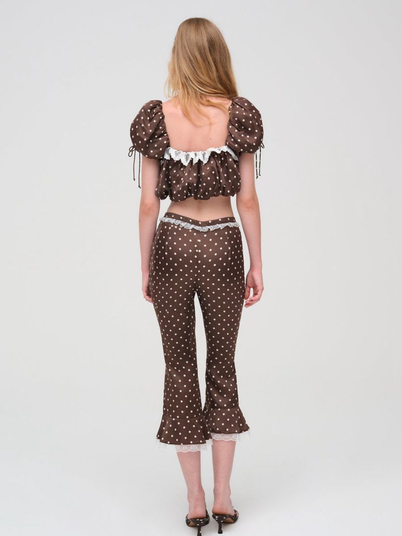 Neutral For Love & Lemons Chocolate Dot Capri Pants | US-TGCM86324