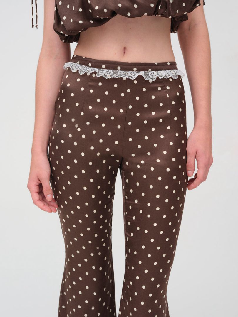 Neutral For Love & Lemons Chocolate Dot Capri Pants | US-TGCM86324