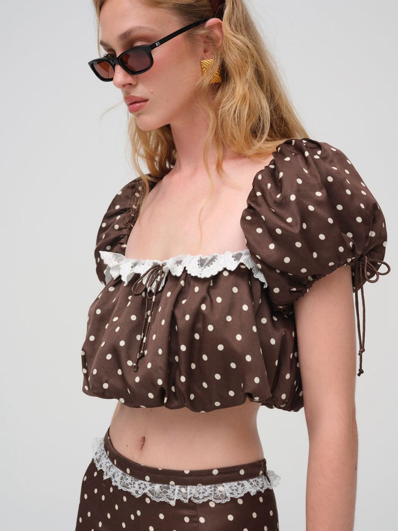 Neutral For Love & Lemons Chocolate Dot Top | US-AYOR9215