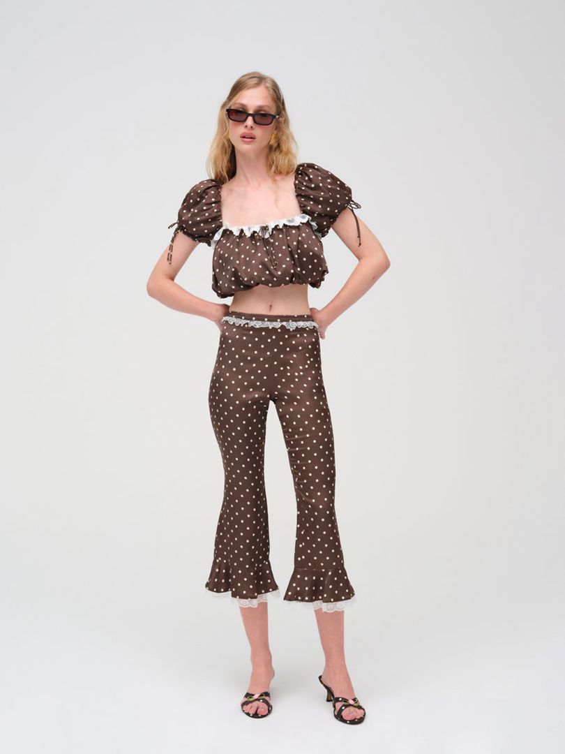 Neutral For Love & Lemons Chocolate Dot Top | US-AYOR9215