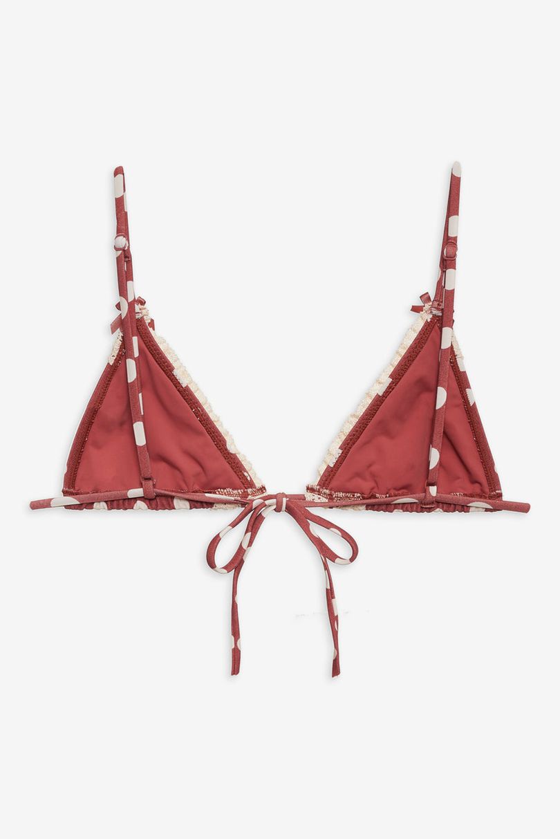 Neutral For Love & Lemons Denim Dot Triangle Bikini Top | US-SMKP92376