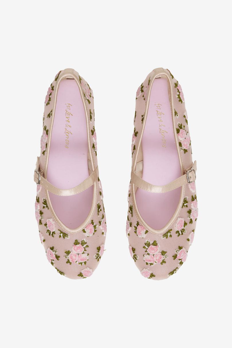 Neutral For Love & Lemons Evelyne Embroidered Ballet Flat | US-TRFB76293