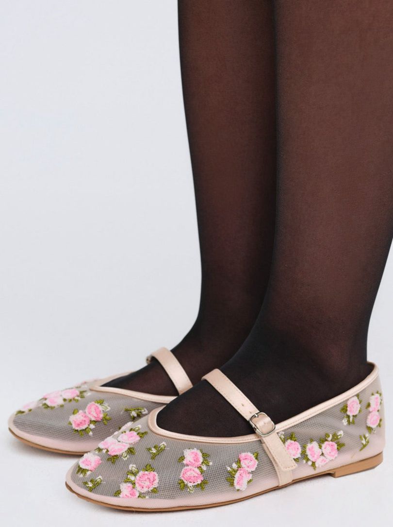 Neutral For Love & Lemons Evelyne Embroidered Ballet Flat | US-TRFB76293