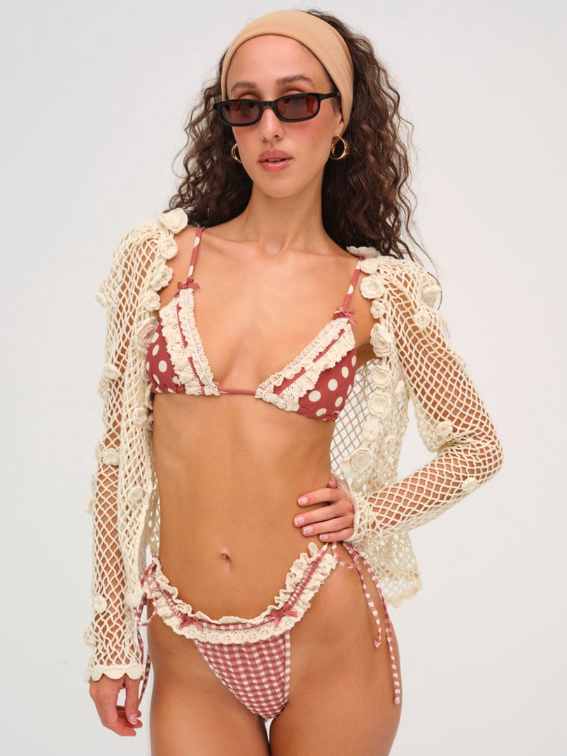 Neutral For Love & Lemons Gingham Bikini Bottom | US-OPZH53284