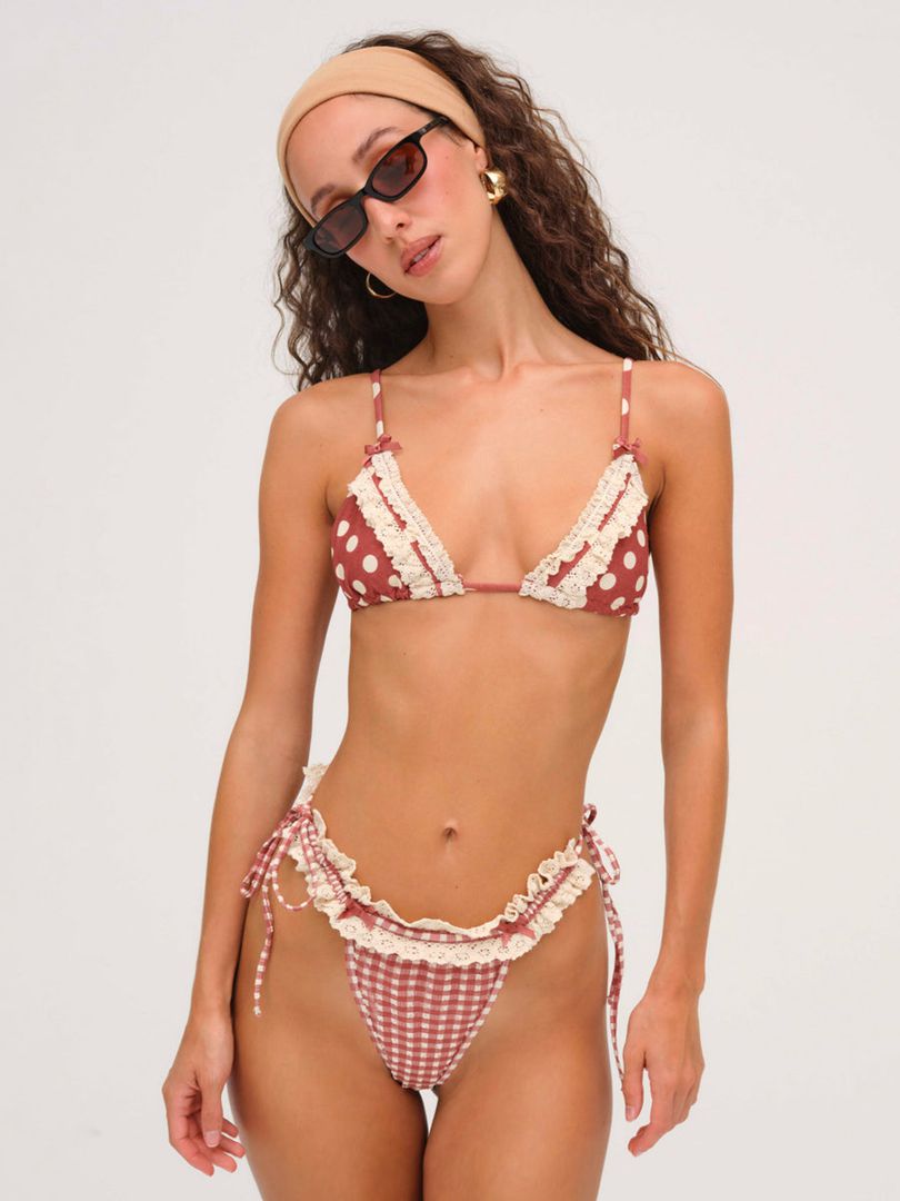 Neutral For Love & Lemons Gingham Bikini Bottom | US-OPZH53284