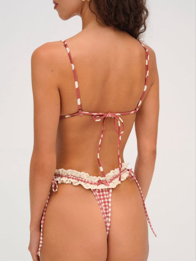 Neutral For Love & Lemons Gingham Bikini Bottom | US-OPZH53284