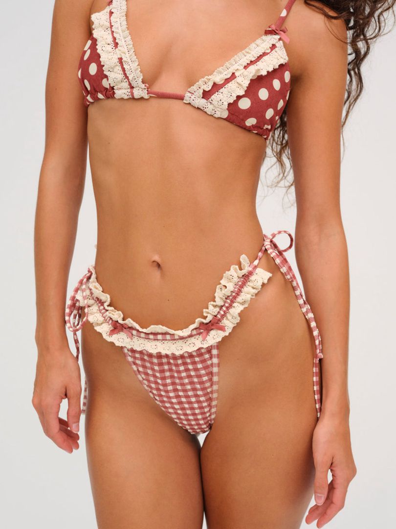 Neutral For Love & Lemons Gingham Bikini Bottom | US-OPZH53284