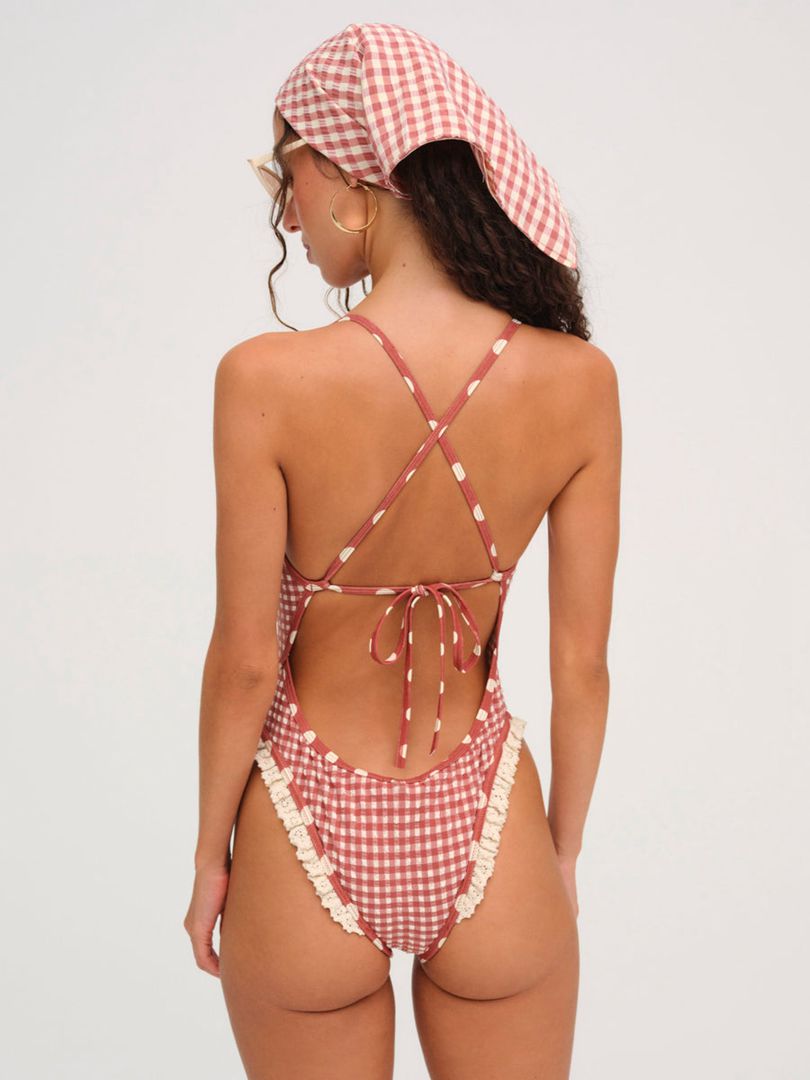 Neutral For Love & Lemons Strappy One Piece Swimsuit | US-YVKD15832