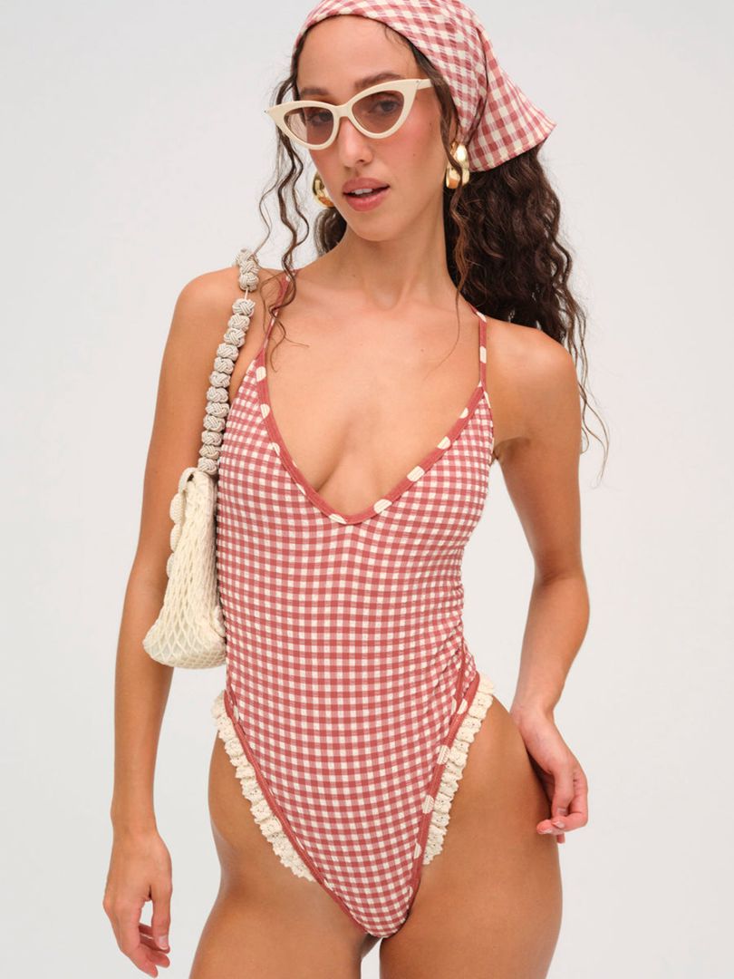 Neutral For Love & Lemons Strappy One Piece Swimsuit | US-YVKD15832