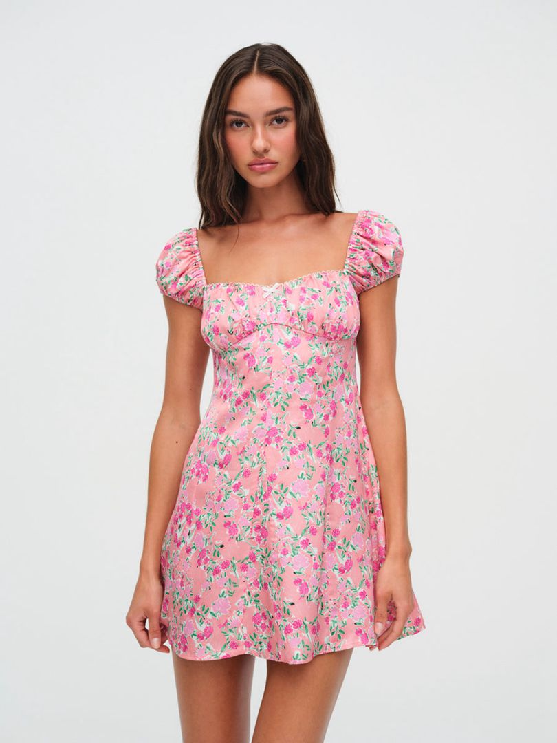 Pink For Love & Lemons Antonia Mini Dress | US-CLQX52934