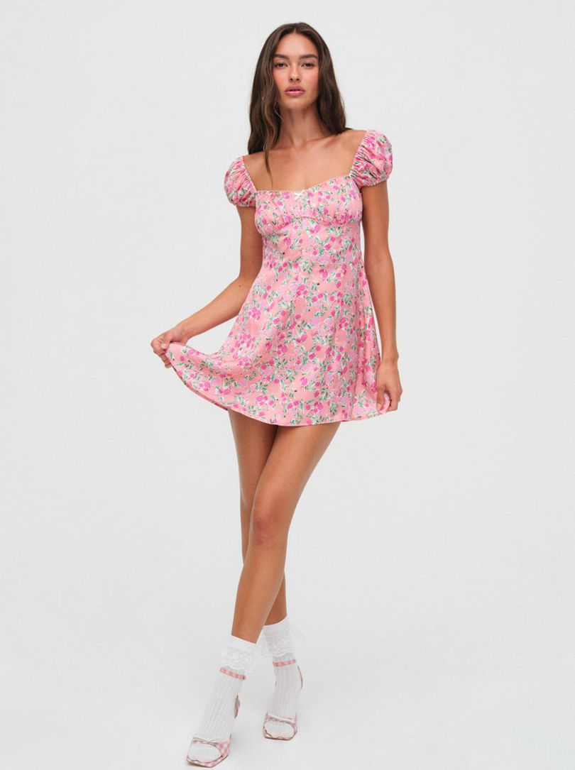 Pink For Love & Lemons Antonia Mini Dress | US-CLQX52934