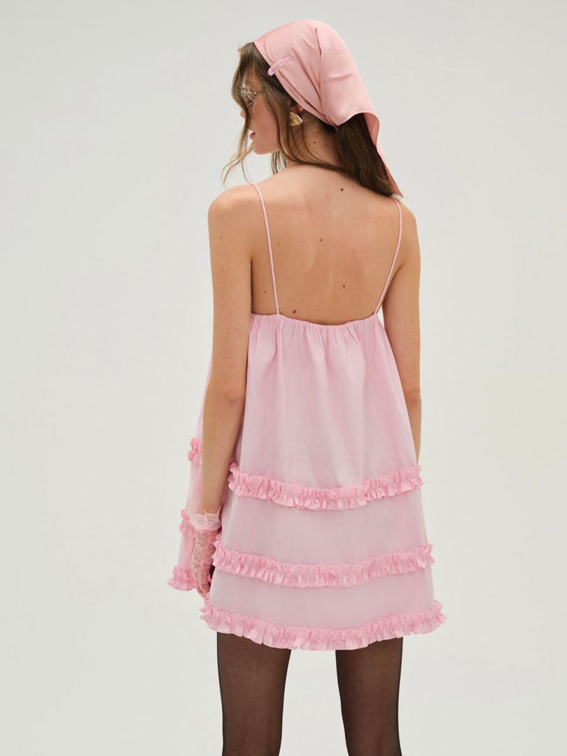 Pink For Love & Lemons Anya Babydoll Mini Dress | US-GPQJ38764