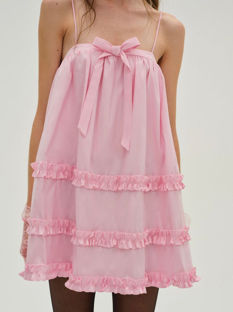 Pink For Love & Lemons Anya Babydoll Mini Dress | US-GPQJ38764