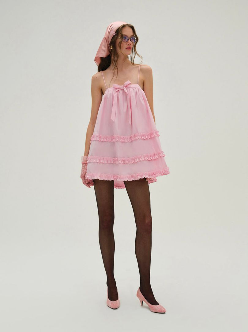 Pink For Love & Lemons Anya Babydoll Mini Dress | US-GPQJ38764