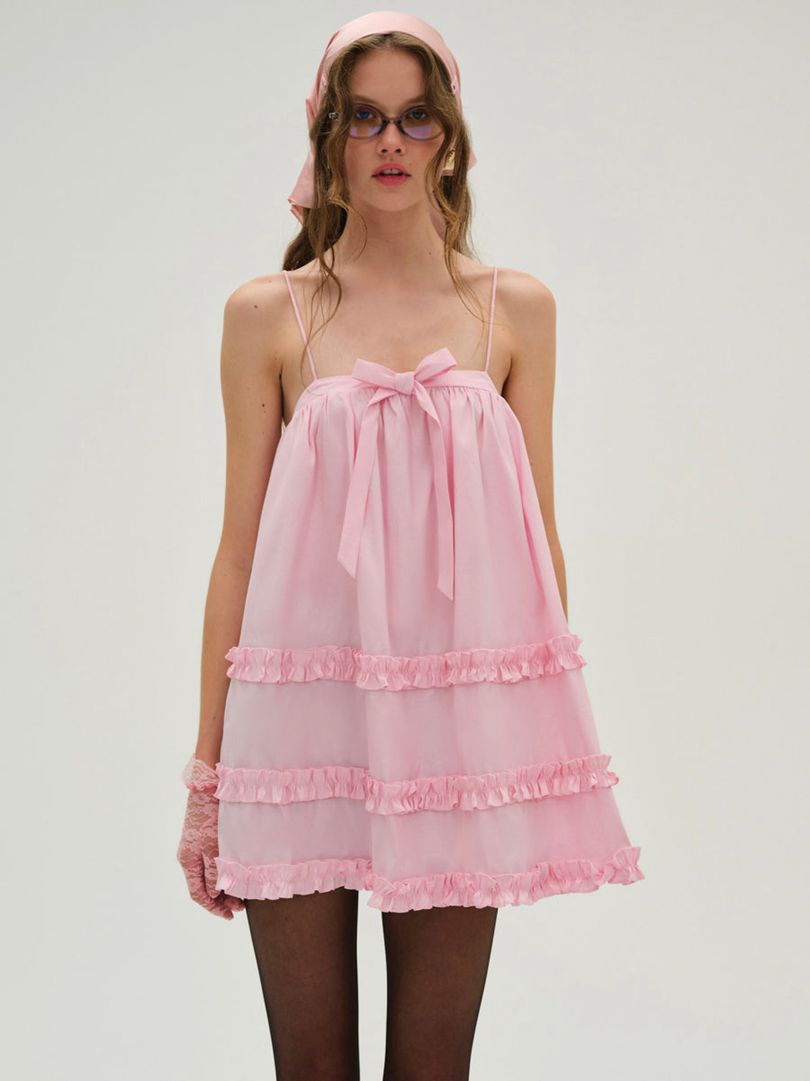 Pink For Love & Lemons Anya Babydoll Mini Dress | US-GPQJ38764