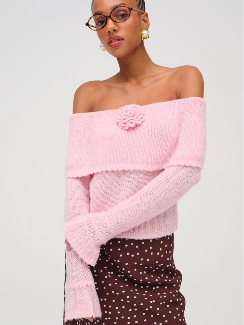 Pink For Love & Lemons Aspen Knit Top | US-RLWK93815