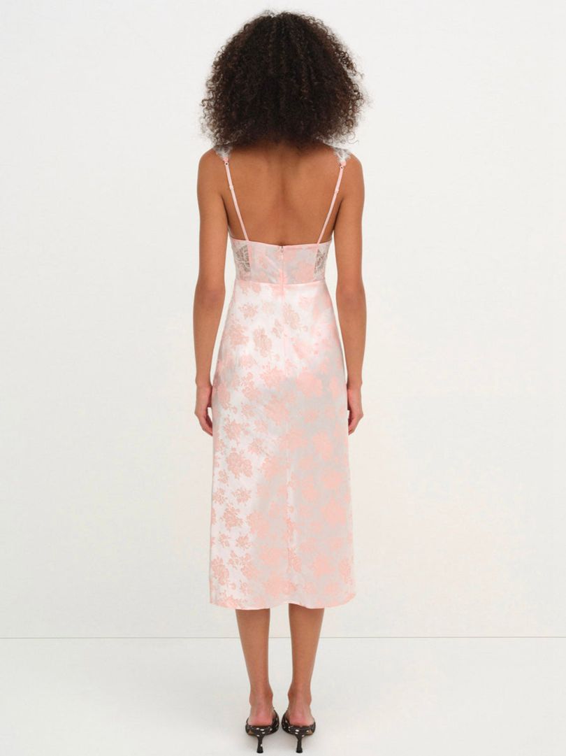 Pink For Love & Lemons Audrey Jacquard Midi Dress | US-EGIP8214