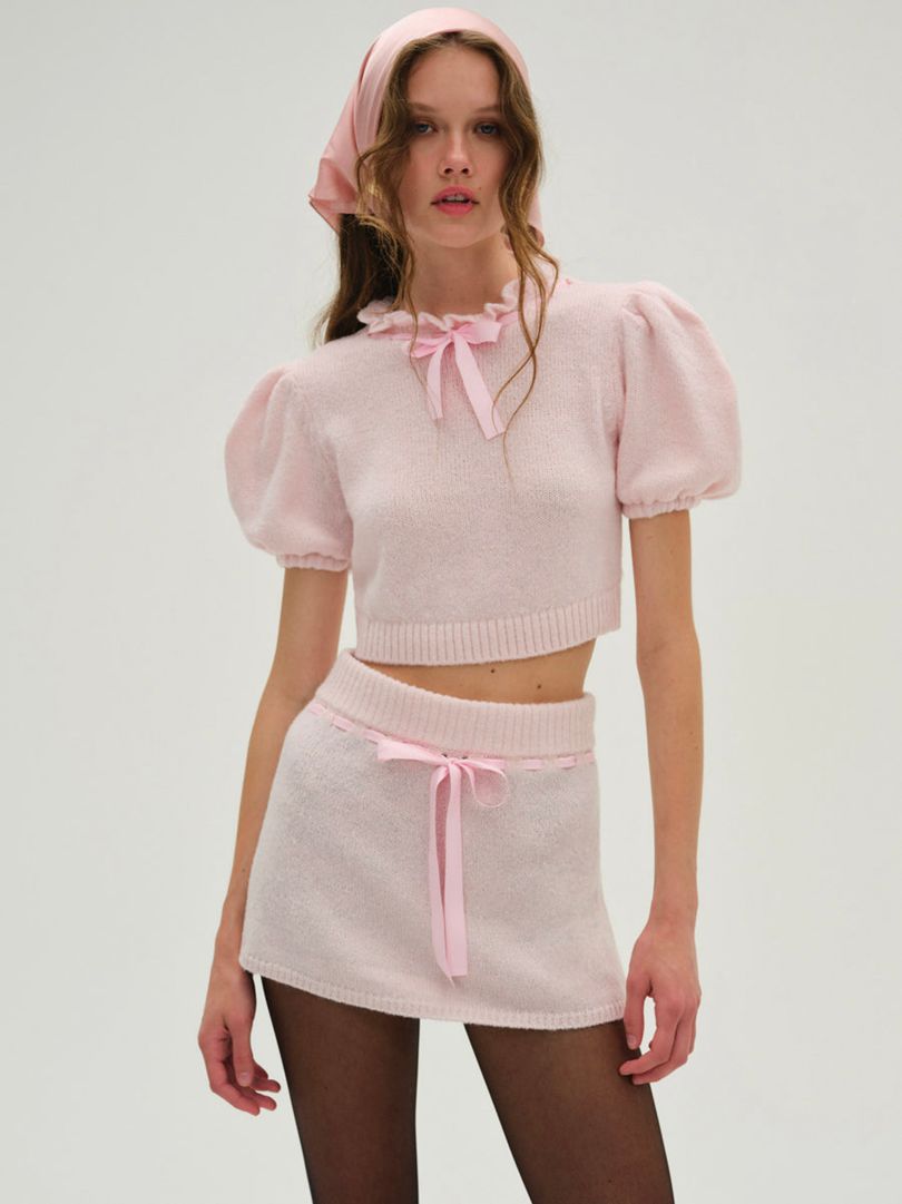 Pink For Love & Lemons Beverly Mini Skirt | US-QTKY46139