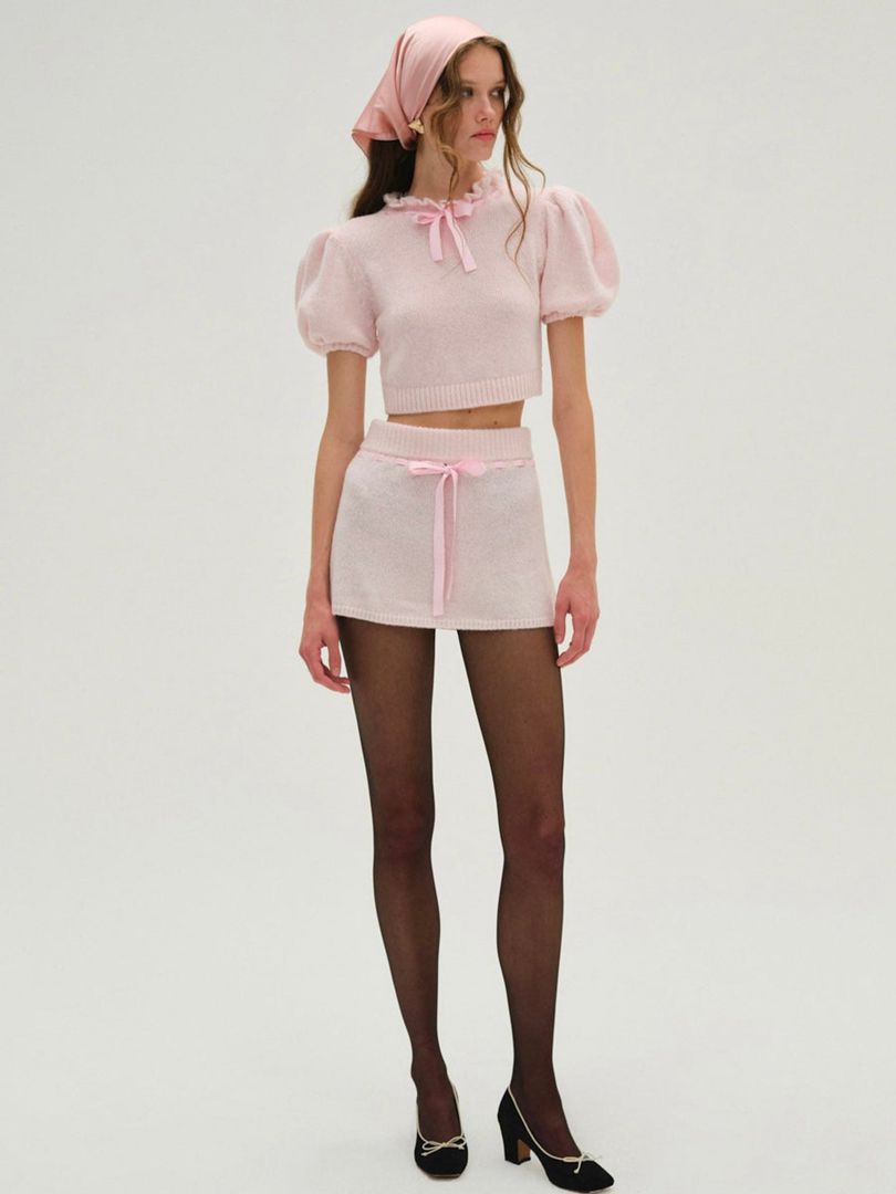 Pink For Love & Lemons Beverly Mini Skirt | US-QTKY46139