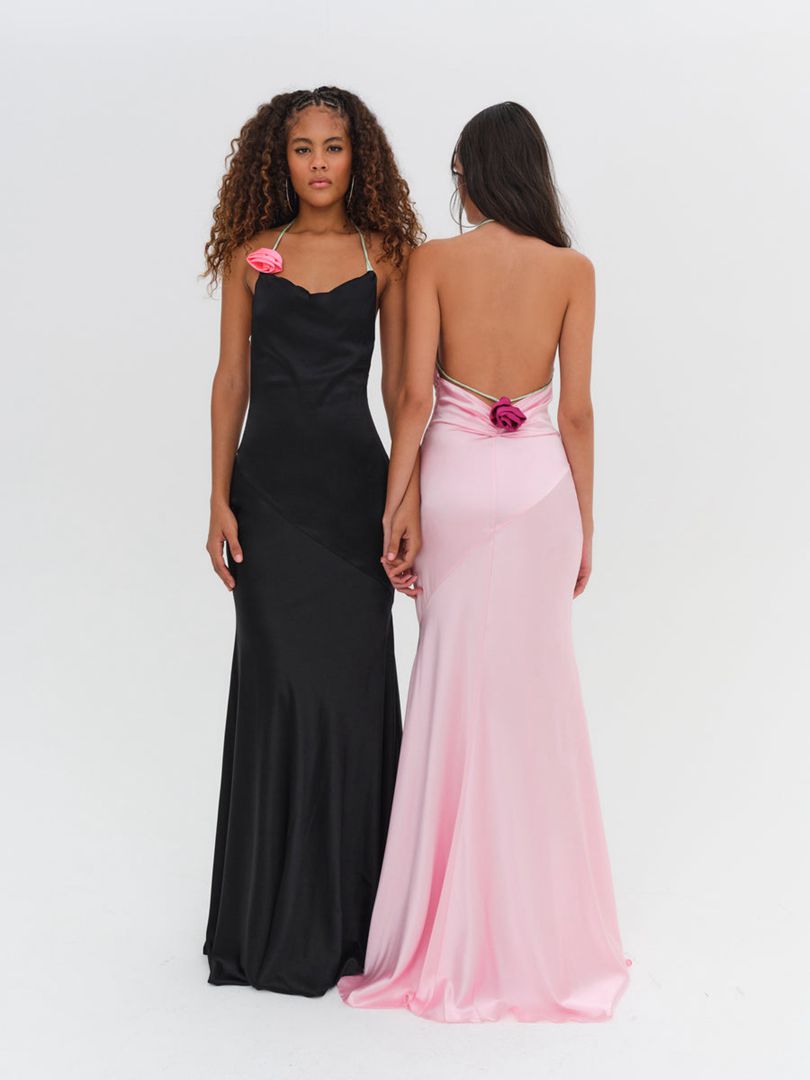 Pink For Love & Lemons Brigette Gown Maxi Dress | US-SHGY97284