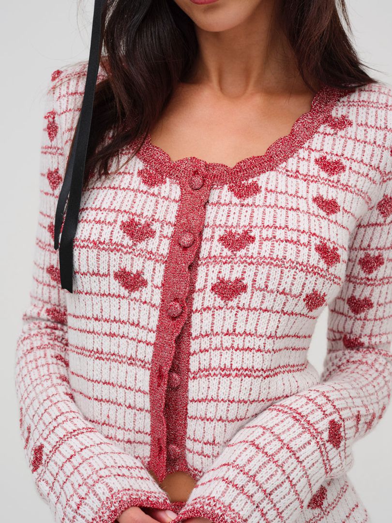 Pink For Love & Lemons Candy Heart Knit Cardigan | US-YMVZ29478