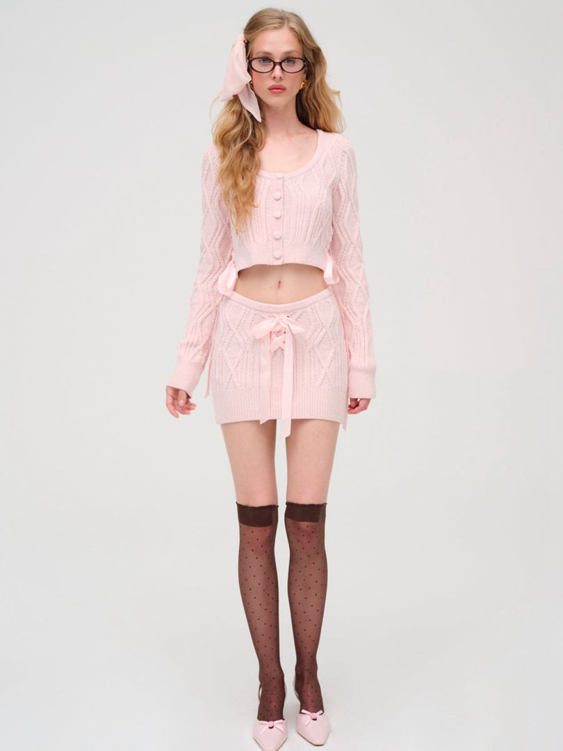 Pink For Love & Lemons Chenille Cable Knit Mini Skirt | US-NSWD81972