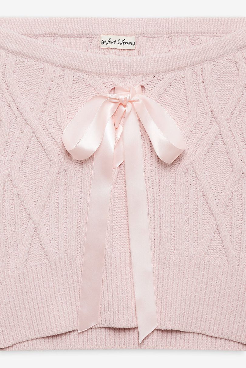 Pink For Love & Lemons Chenille Cable Knit Mini Skirt | US-NSWD81972