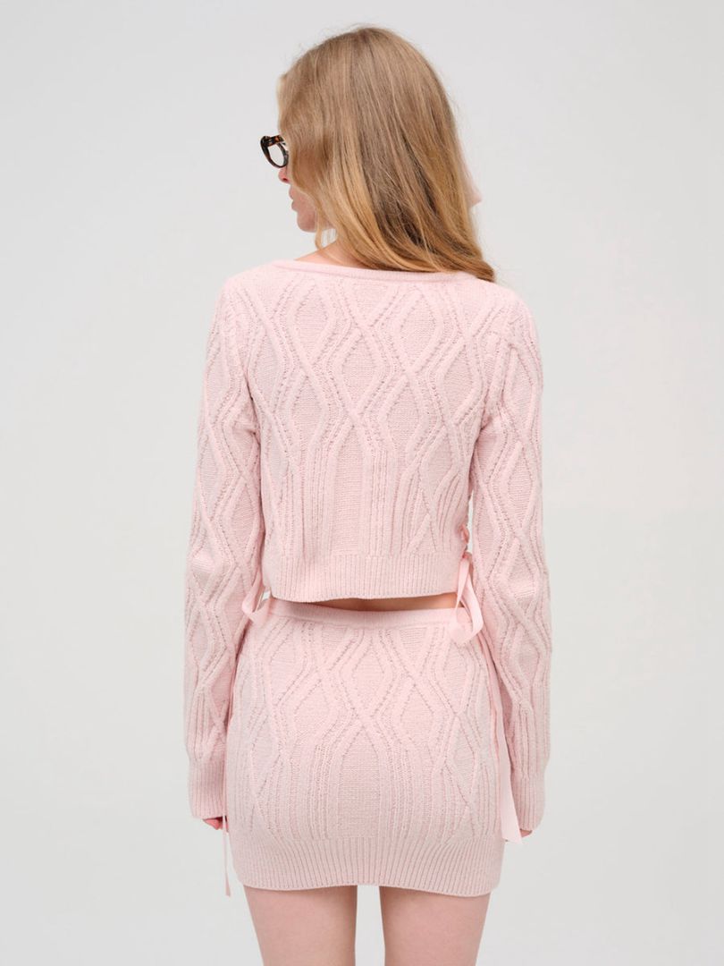 Pink For Love & Lemons Chenille Cable Knit Cardigan | US-KTOU85720