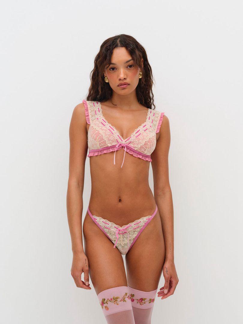 Pink For Love & Lemons Dauphine Thong | US-BMOS93218