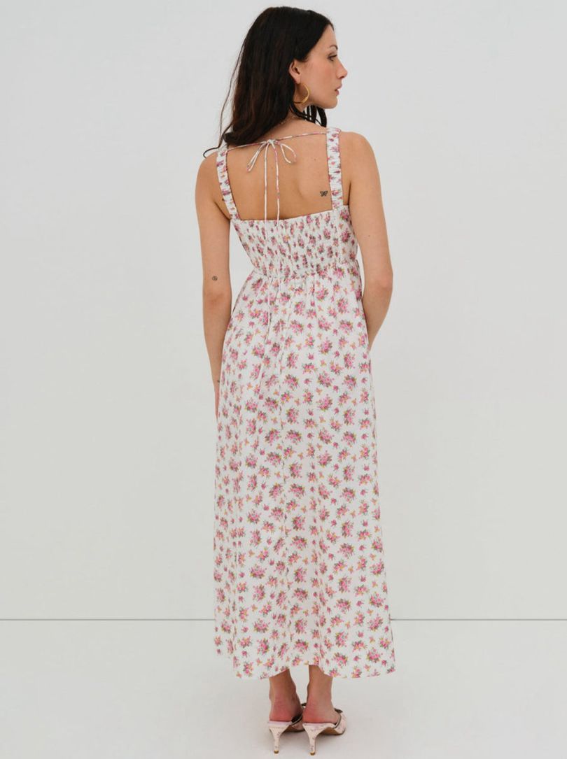 Pink For Love & Lemons Etienne Midi Dress | US-WMQN86052