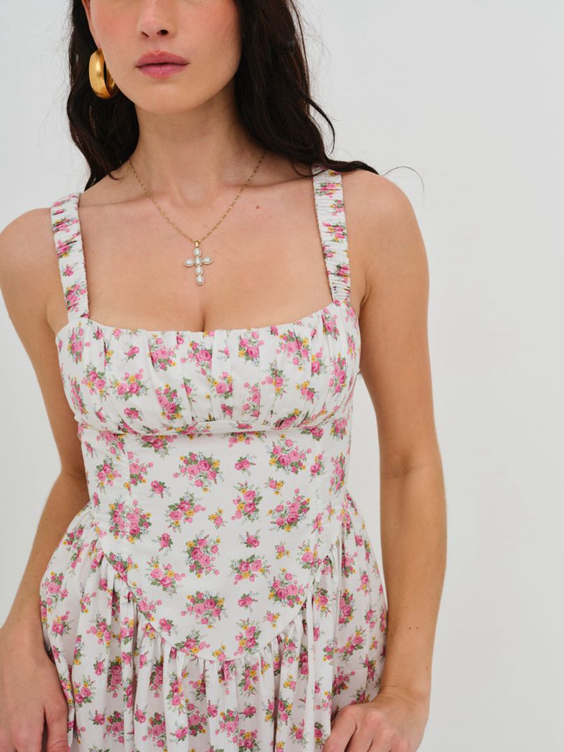 Pink For Love & Lemons Etienne Midi Dress | US-WMQN86052