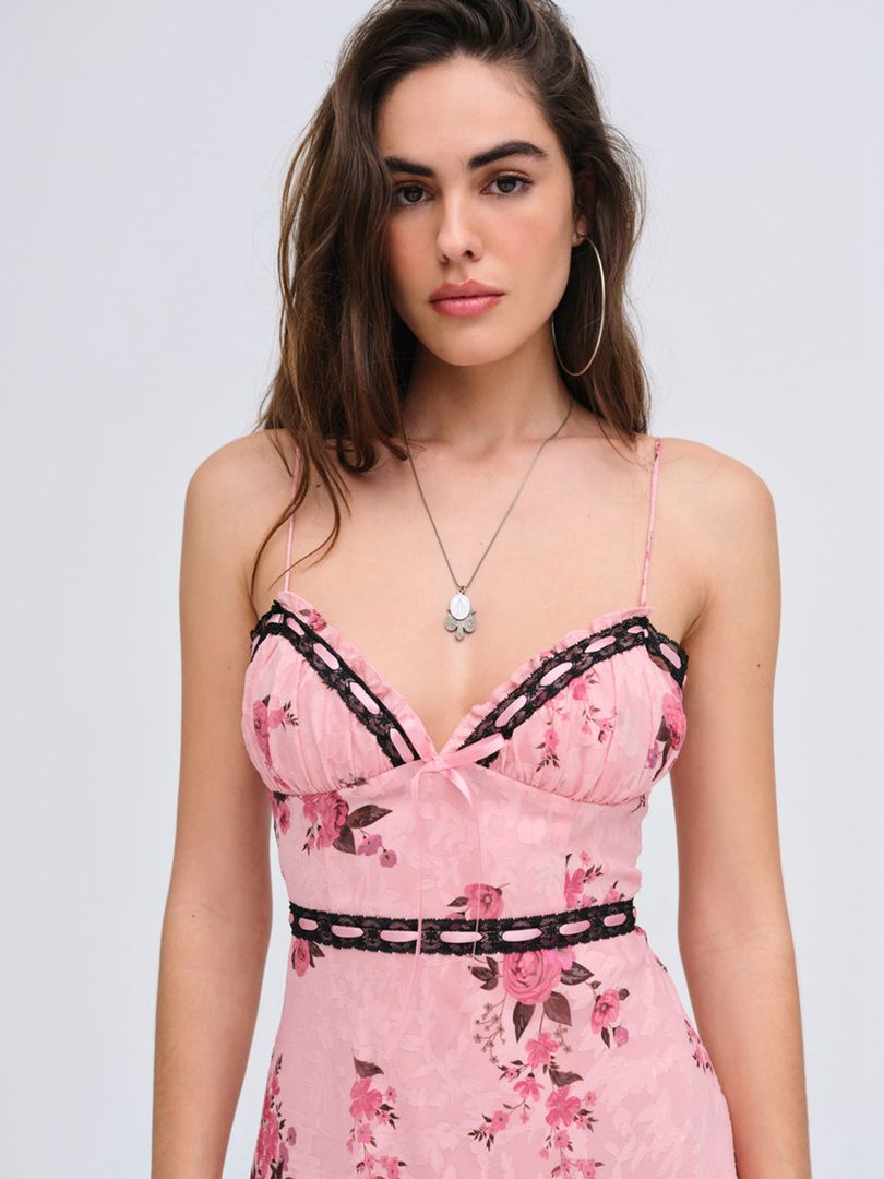 Pink For Love & Lemons Guinevere Maxi Dress | US-VDXN92583