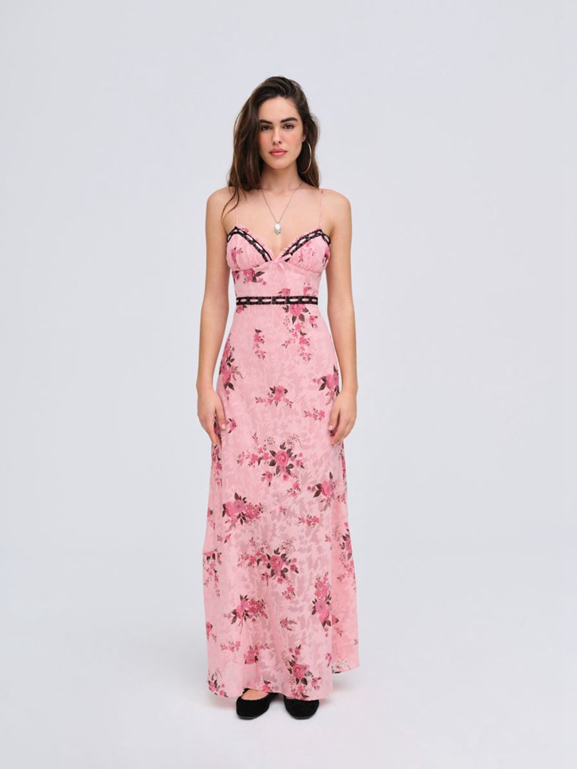 Pink For Love & Lemons Guinevere Maxi Dress | US-VDXN92583