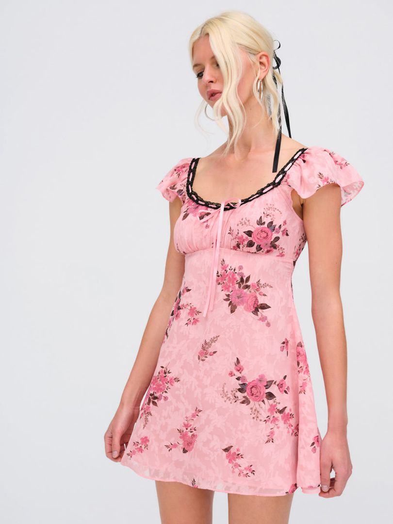 Pink For Love & Lemons Guinevere Mini Dress | US-QMAS65407