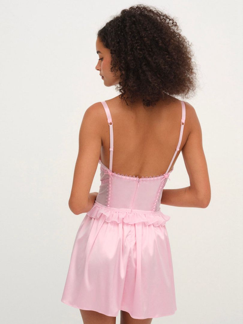 Pink For Love & Lemons Ily Embroidered Slip Dress | US-YFXG58021