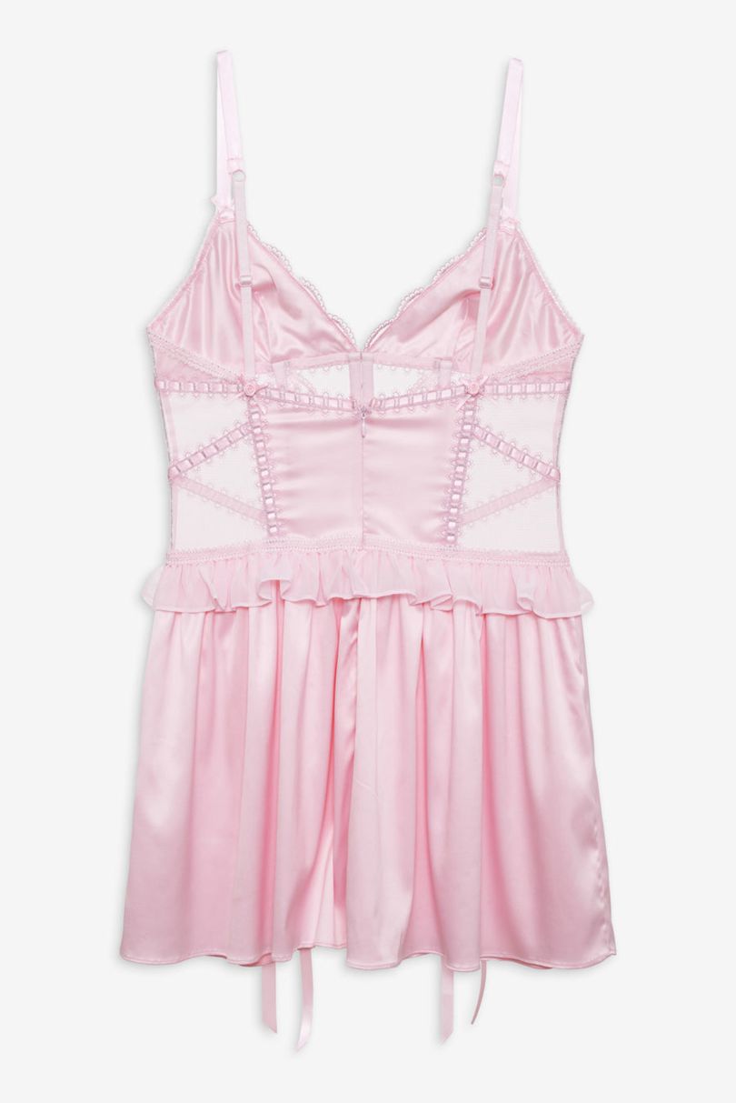 Pink For Love & Lemons Ily Embroidered Slip Dress | US-YFXG58021