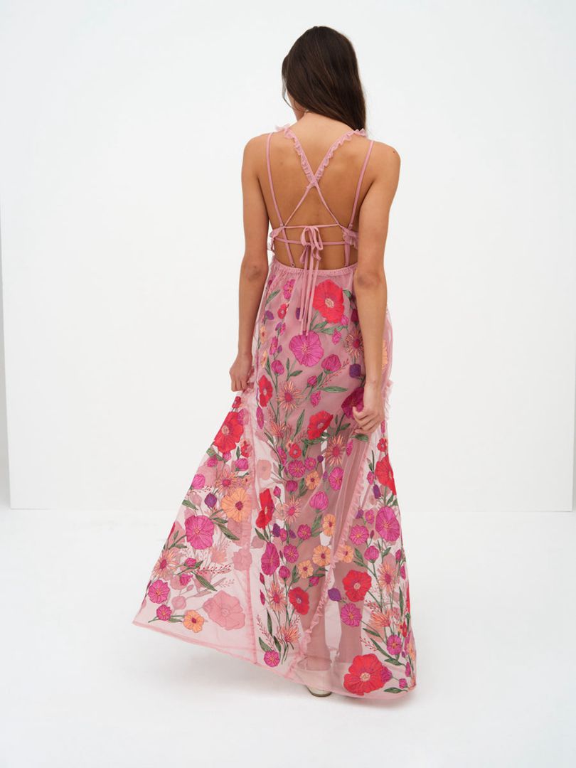 Pink For Love & Lemons Kaylee Maxi Dress | US-ATCU49567