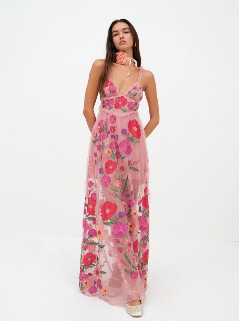 Pink For Love & Lemons Kaylee Maxi Dress | US-ATCU49567