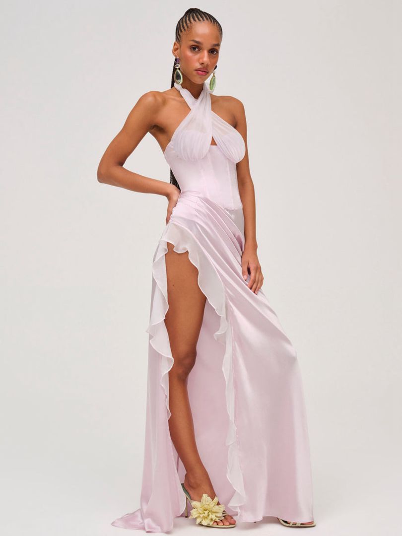 Pink For Love & Lemons Kennedy Gown Maxi Dress | US-GDYV65149